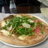 The Positano Pizza - prosciutto, arugula, mozzarella and paremsan